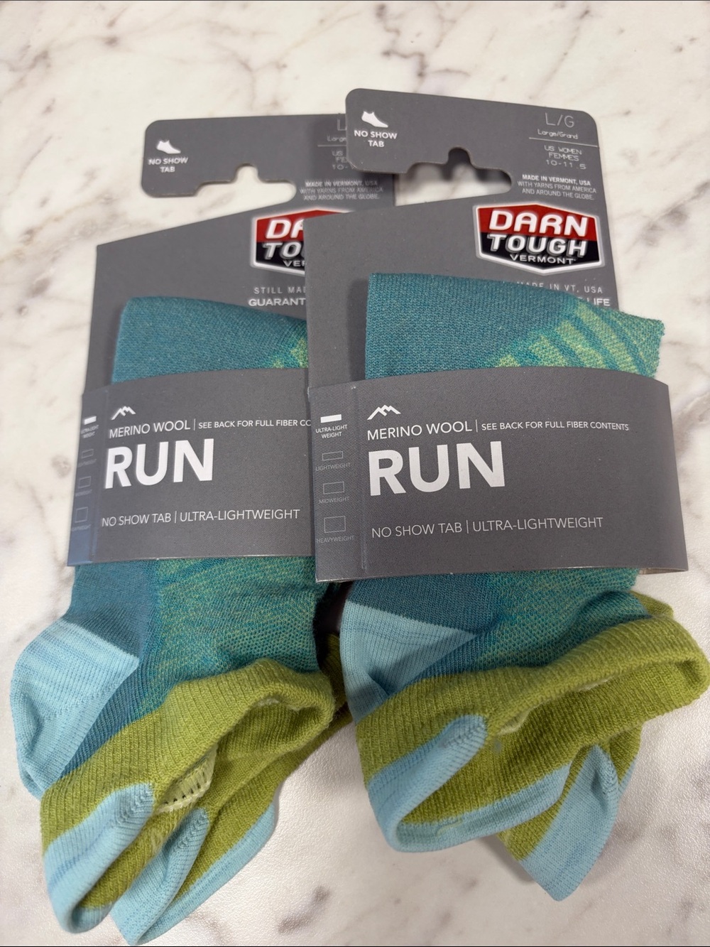 Pair darn tough no-show tab run, socks, ultra lightweight, lg. NWT
